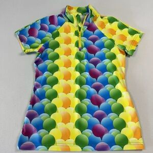 Tzu Tzu Women's 1/4 Zip Golf Shirt‎ Small Multicolor Sphere Polka Dot Geometric